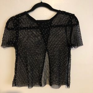 Bershka Mesh Embellished Crop, XS